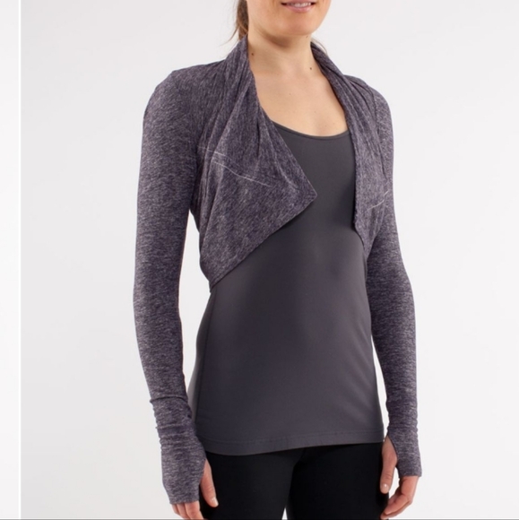 Lululemon Rehearsal Long Sleeve Heathered Black Swan Size 10 - Picture 3 of 13